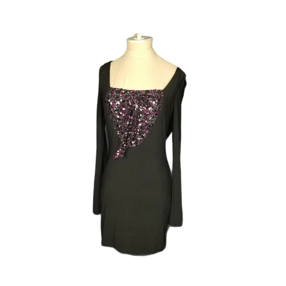 Mark & James By BADGLEY MISCHKA Sequin Tunic Hooded Black Mini Dress Sz XS
